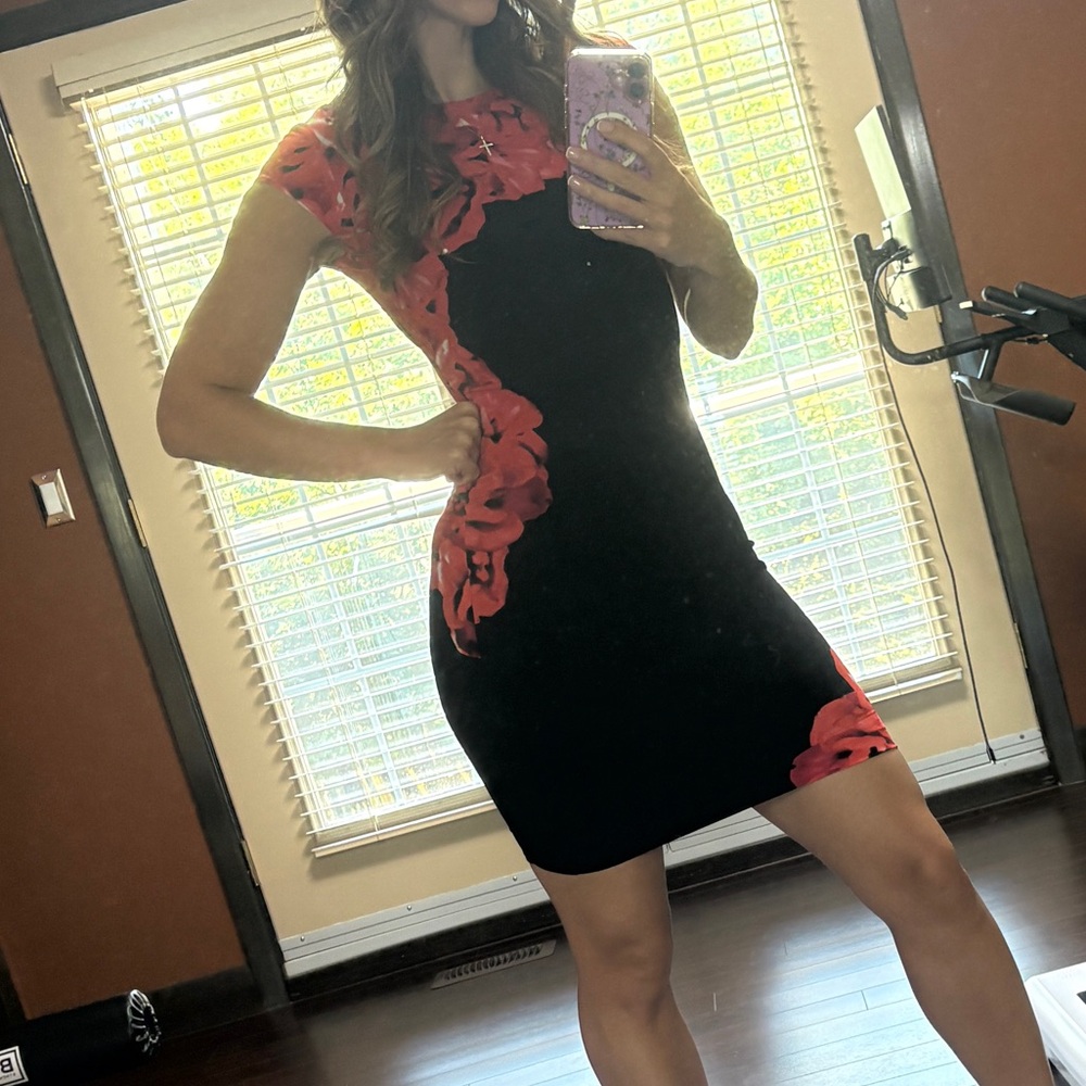 Cache Black and Red Floral Mini Dress - Picture 6 of 6
